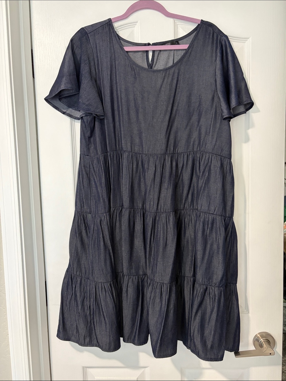 Mikarose Navy Tiered Midi Dress